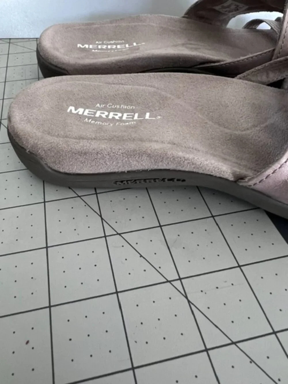 MERRELL Women's Kempsey Slide Sandals memory‎ foam tan woven straps size 7